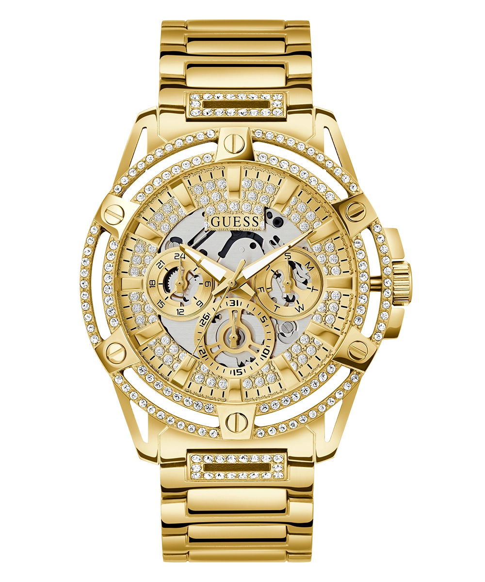 GUESS Mens Gold Tone Multi-function Watch