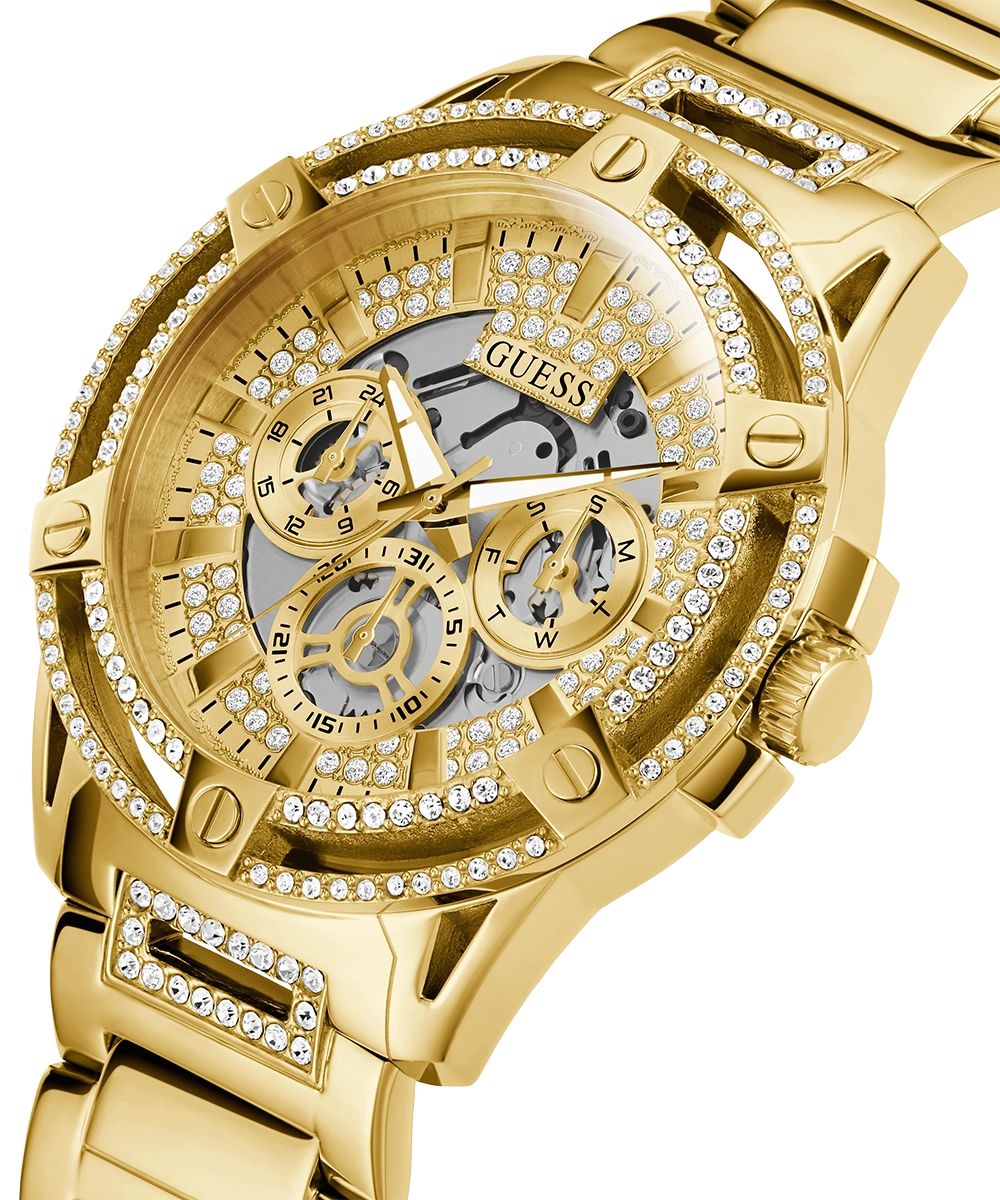 GUESS Mens Gold Tone Multi-function Watch