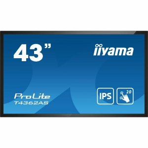 Iiyama ProLite T4362AS-B1 43" IPS 4K UHD Projective Capacitive 20pt Touchscreen with Palm Rejection Edge to Edge Glass Design