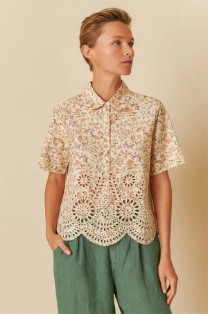 Indi & Cold Crudo Cream Cotton Blouse