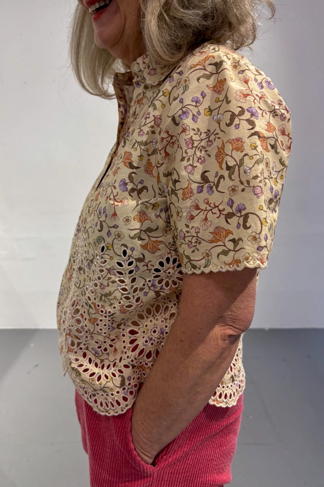Indi & Cold Crudo Cream Cotton Blouse
