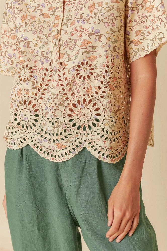 Indi & Cold Crudo Cream Cotton Blouse