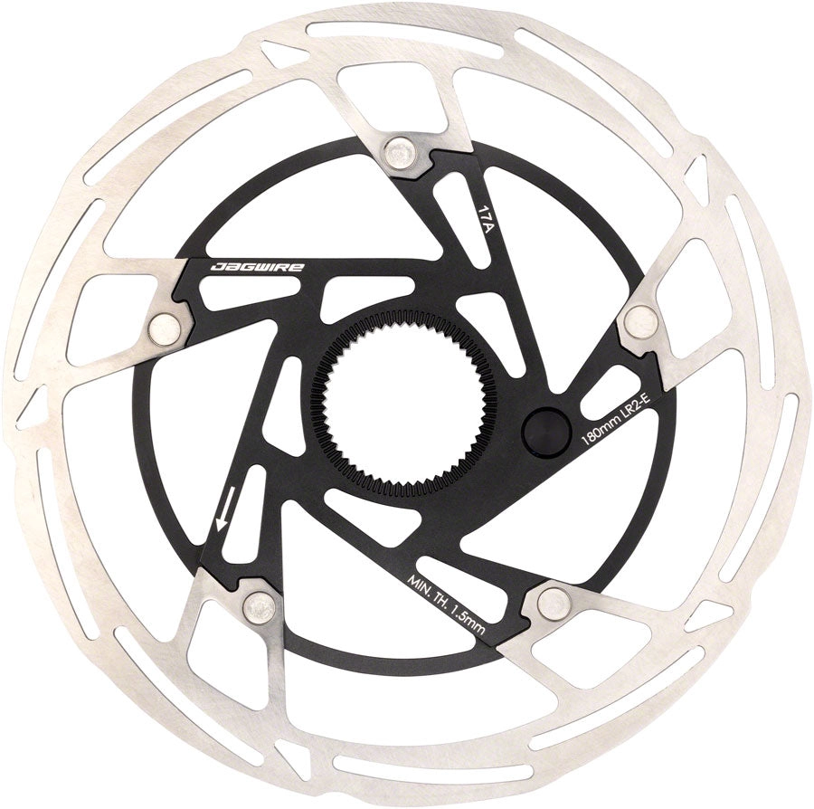 Jagwire Pro LR2-E Ebike Disc Brake Rotor with Magnet - 180mm, Center Lock, Silver/Black