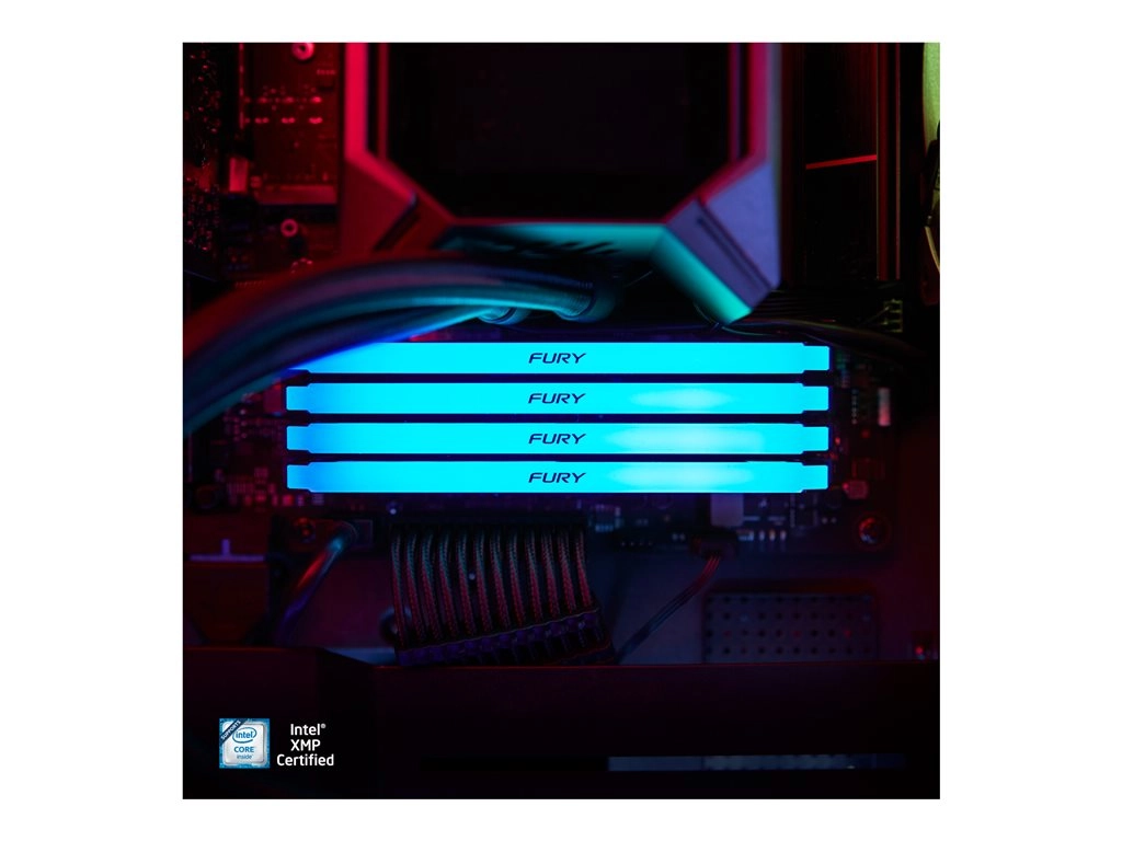 Kingston FURY Beast RGB - DDR4 - kit - 128 GB: 4 x 32 GB - DIMM 288-pin - 2666 MHz - CL16 - 1.2 V - unbuffered - on-die ECC - KF426C16BB2AK4/128