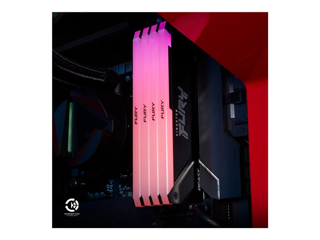 Kingston FURY Beast RGB - DDR4 - kit - 128 GB: 4 x 32 GB - DIMM 288-pin - 2666 MHz - CL16 - 1.2 V - unbuffered - on-die ECC - KF426C16BB2AK4/128