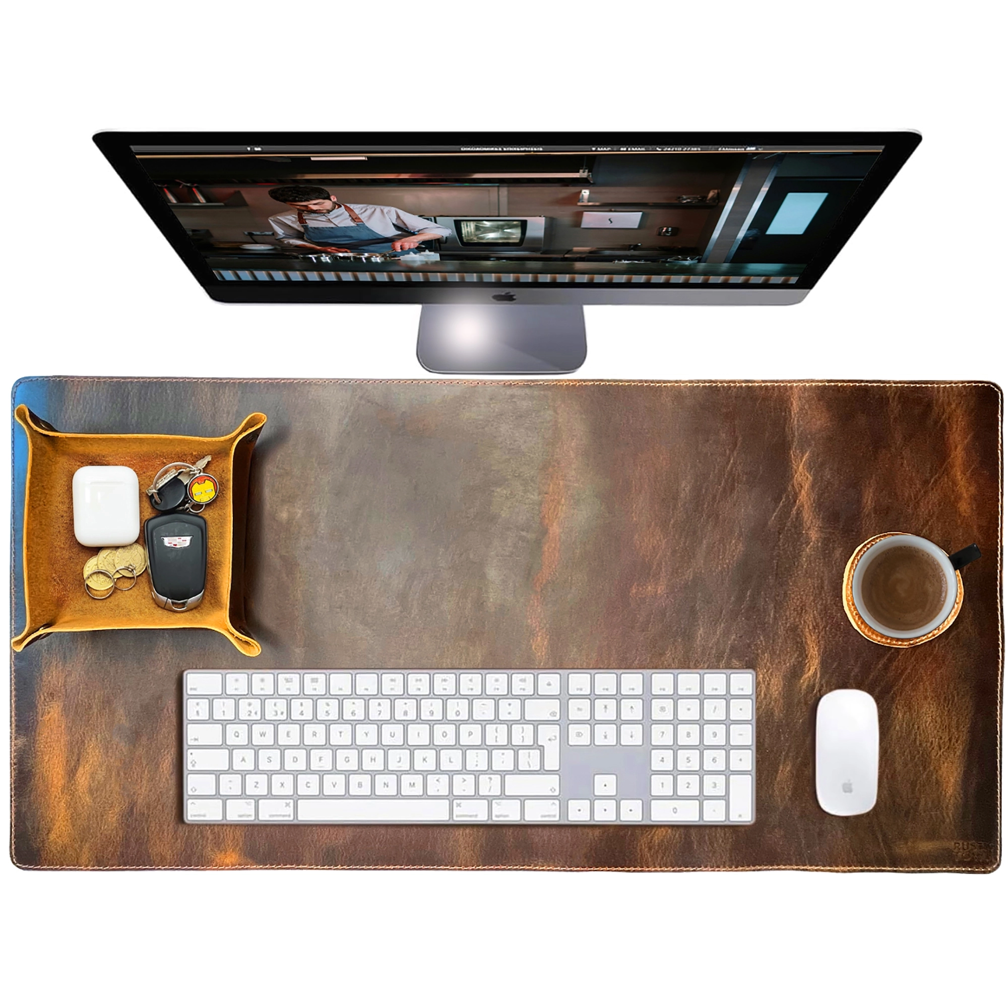 Leather Desk Mat Desk Mouse Pad for Laptop, Office & Home