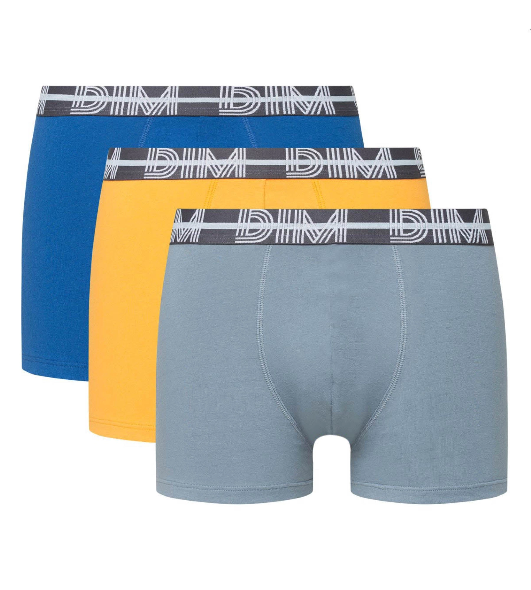 Lot de 3 boxers coton stretch ceinture graphique bleu Dim Powerful