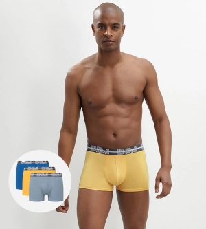Lot de 3 boxers coton stretch ceinture graphique bleu Dim Powerful