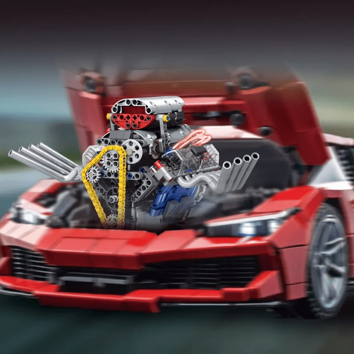Motorised Hot Rod V8 Engine 664pcs