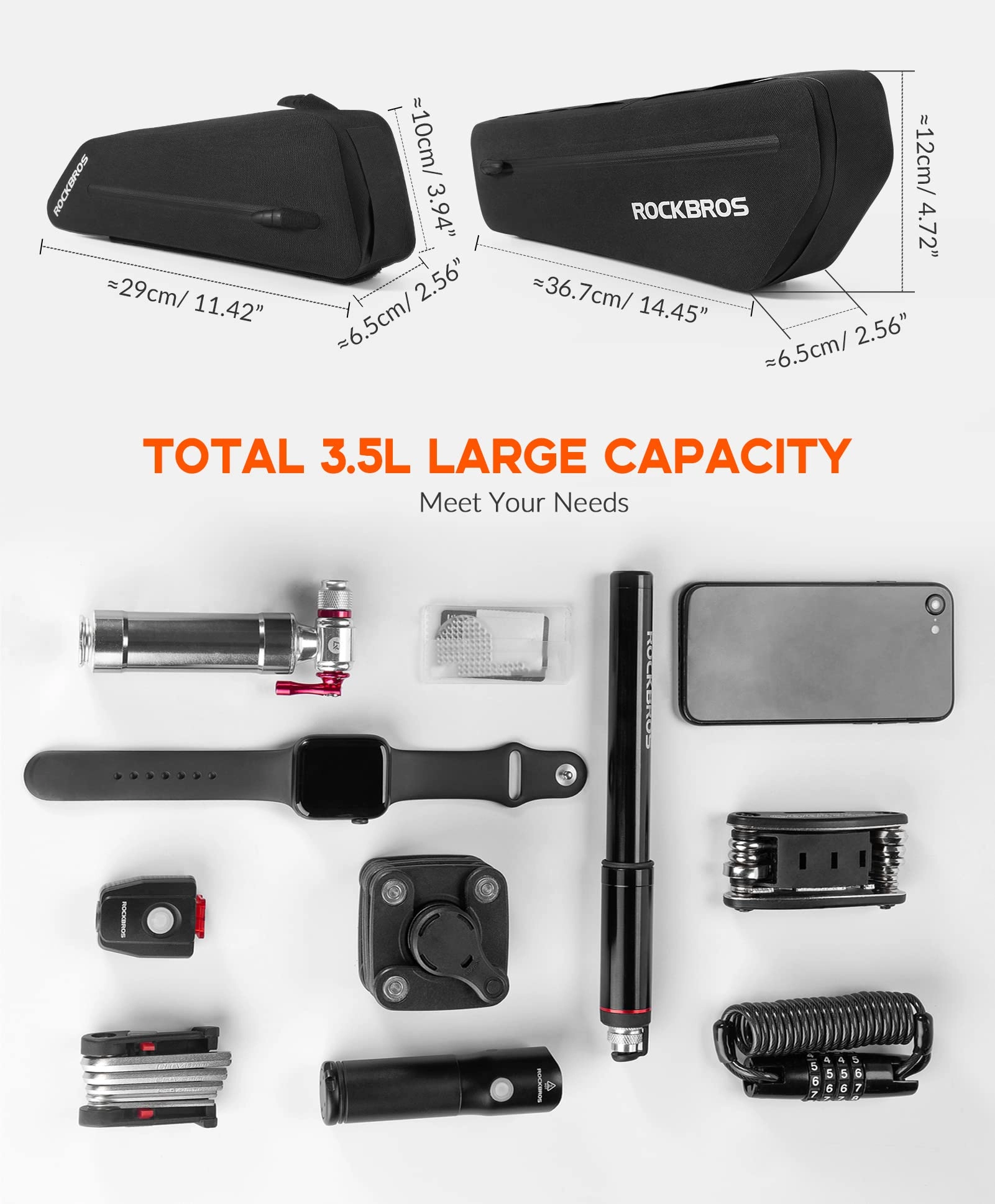 ROCKBROS Bike Top Tube Bag Bike Frame Bag For Super 73Waterproof  2 pieces combi