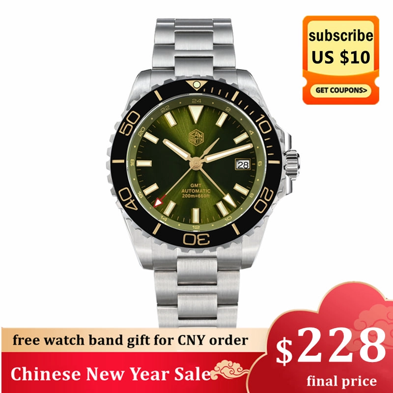 San Martin 39mm Diver GMT Watch SN0136
