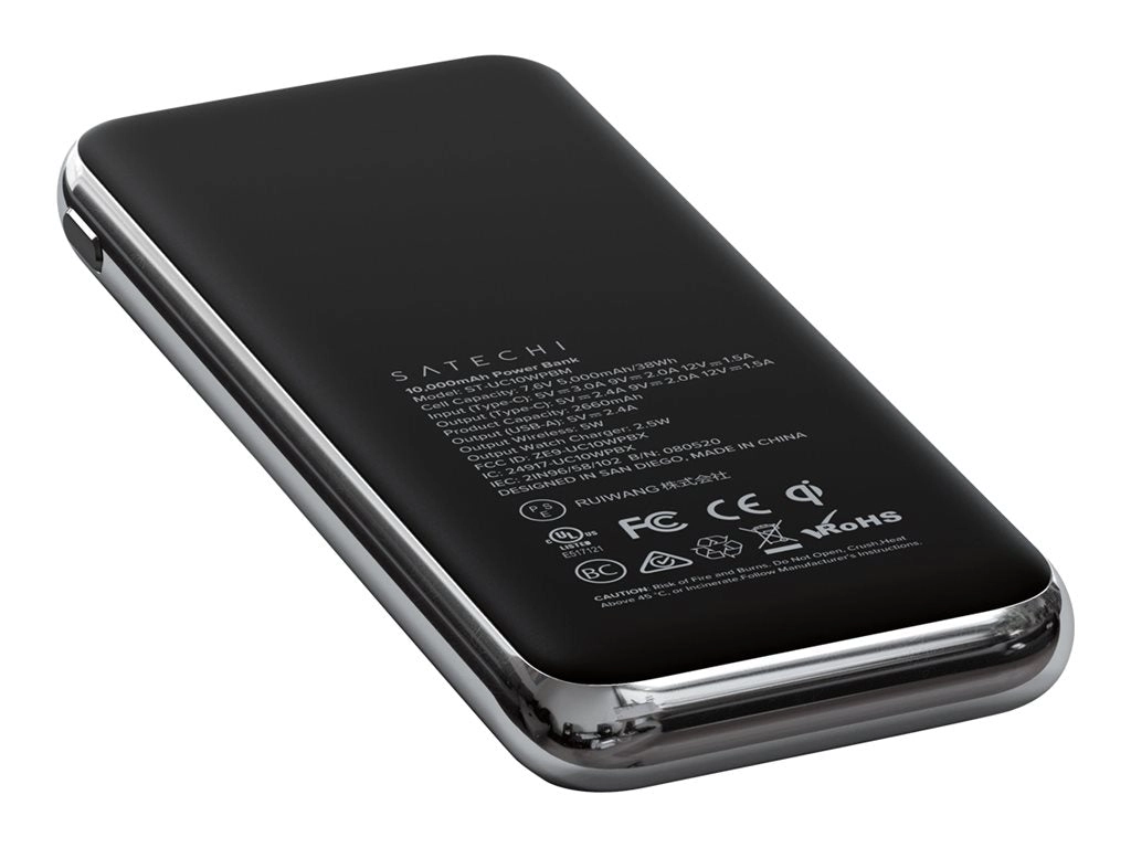 Satechi Quatro - Wireless power bank - 10000 mAh - 18 Watt - 2 output connectors (USB, 24 pin USB-C) - for Apple AirPods (wireless ST-UC10WPBM