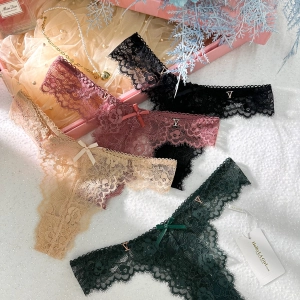 Sexy Lace Low Waist Cutout Back Cross Hot Sheer Thong 4 Color