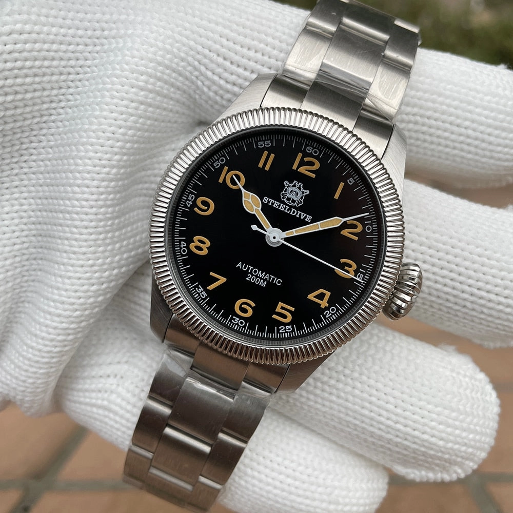 Steeldive SD1906 Carved Coin Bezel NH35 Automatic Watch