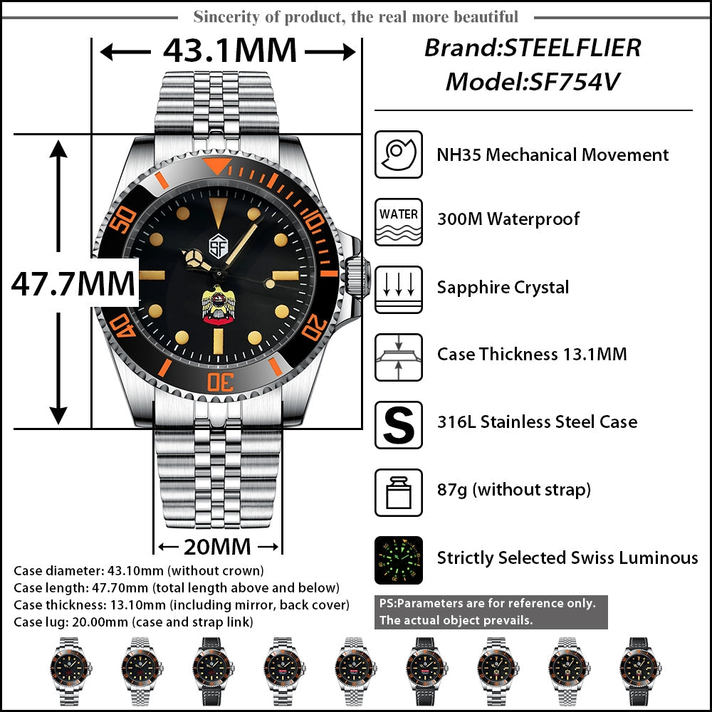 Steelflier SF754VC Orange Sub Automatic Watch V2