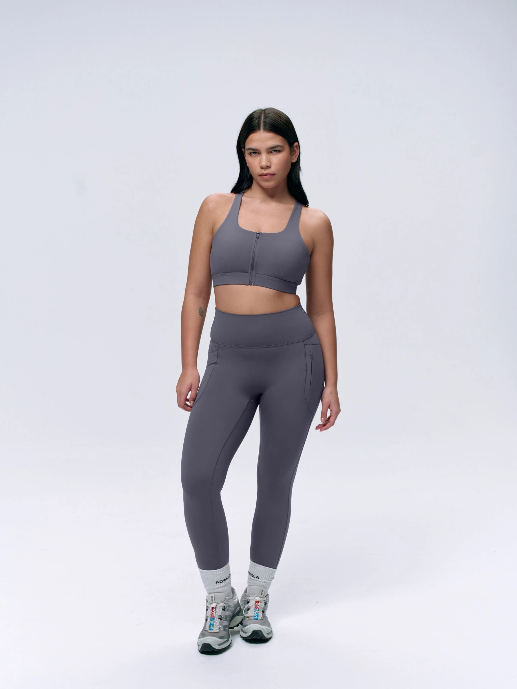 Ultimate Seam Detail Zip Pocket Leggings - Dark Grey