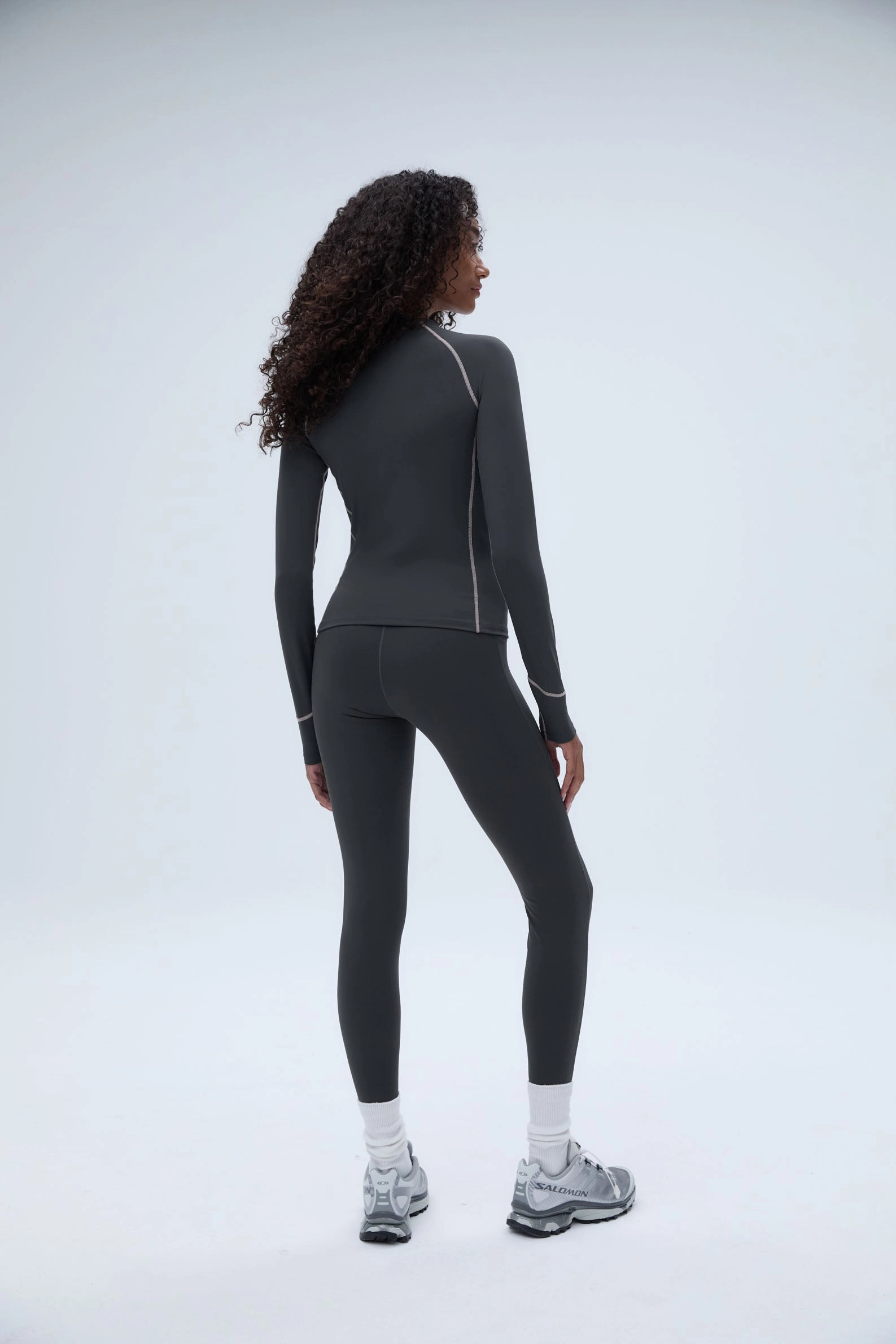 Ultimate Seam Detail Zip Pocket Leggings - Graphite Grey