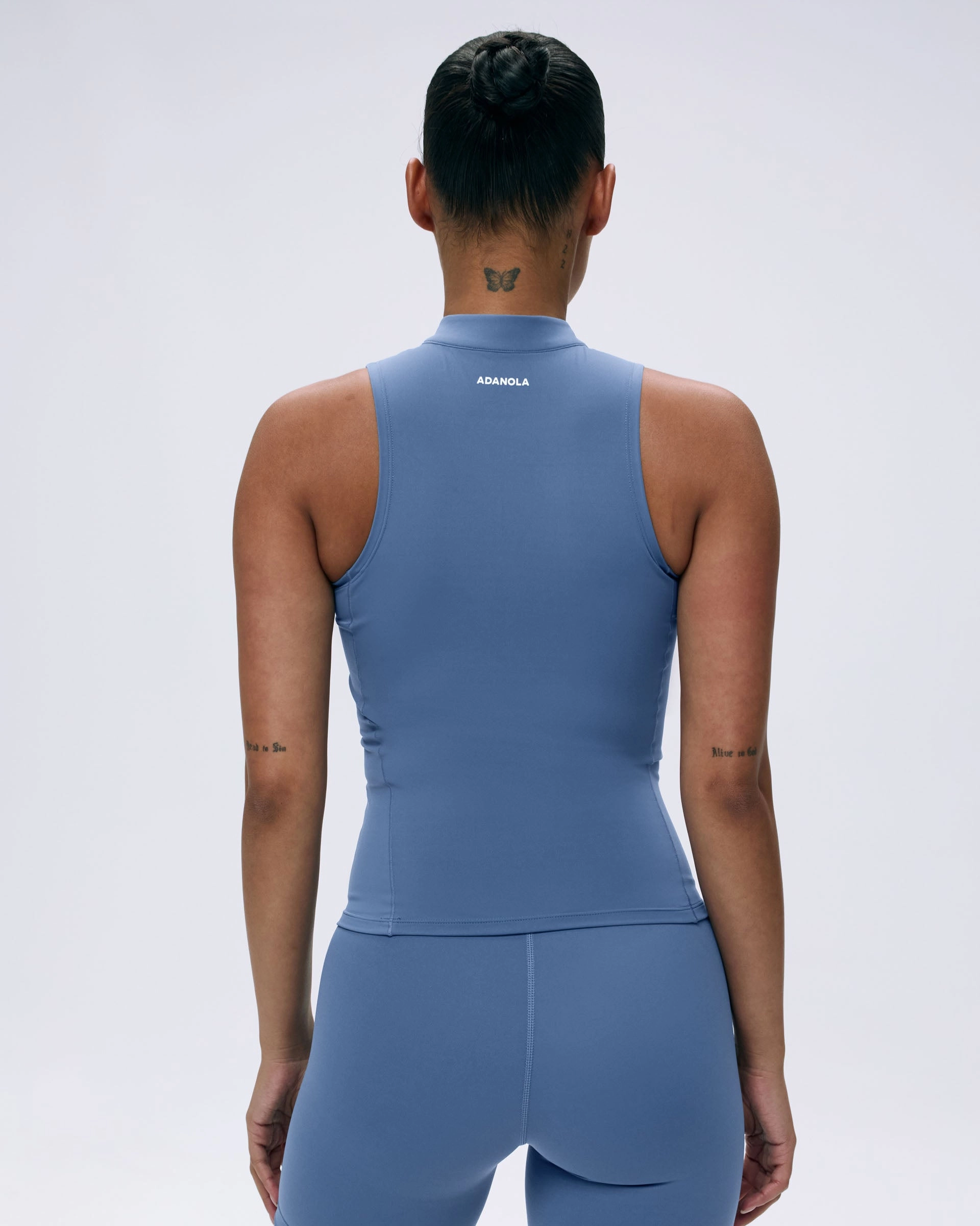 Ultimate Sleeveless Zip Neck Top - Vintage Blue