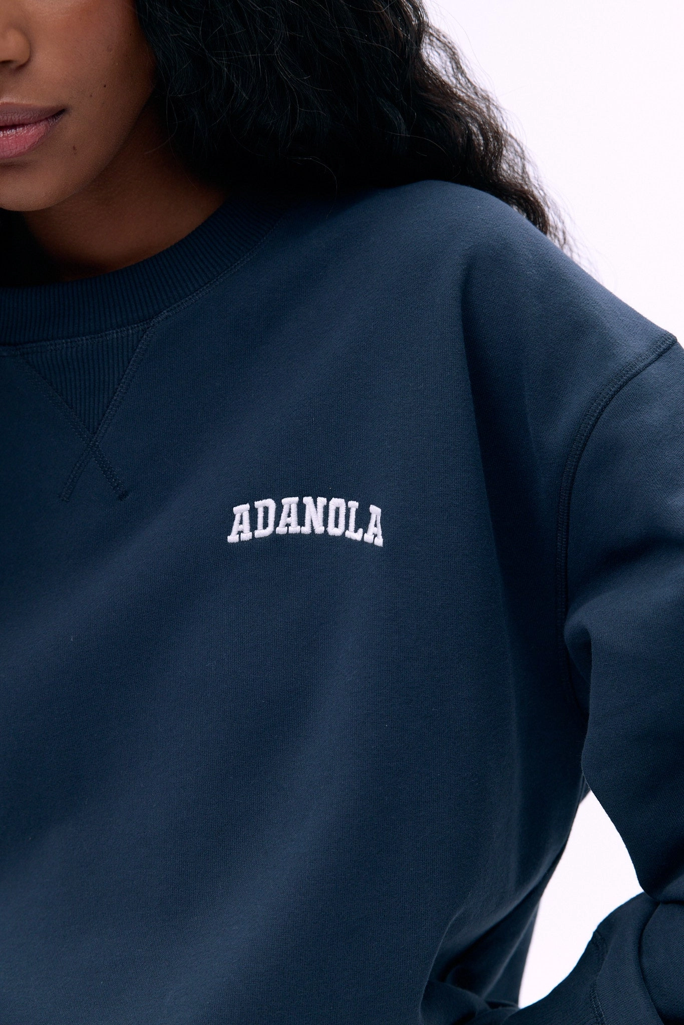 Varsity Loose Fit Sweatshirt - Midnight Blue/Marshmallow White