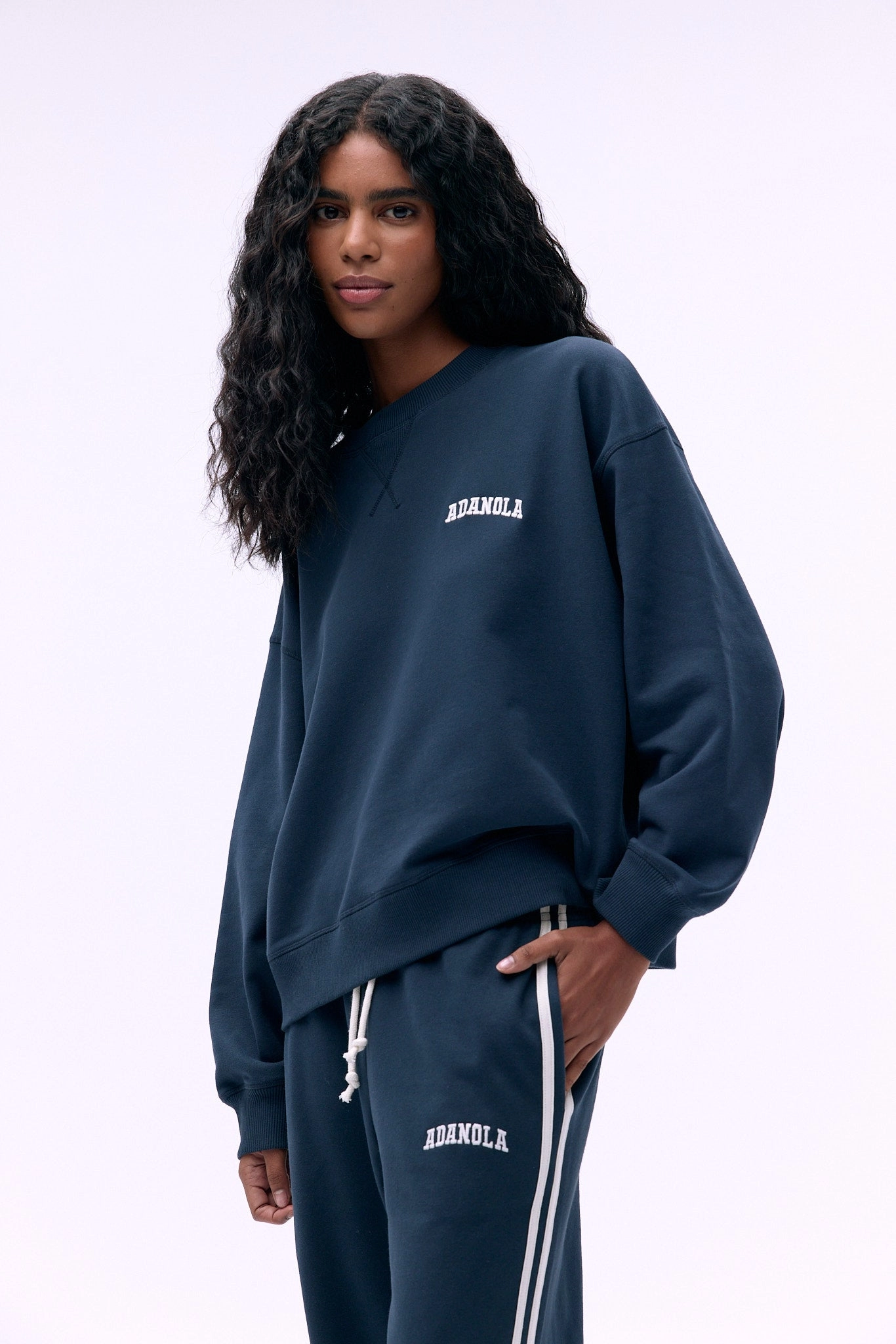 Varsity Loose Fit Sweatshirt - Midnight Blue/Marshmallow White