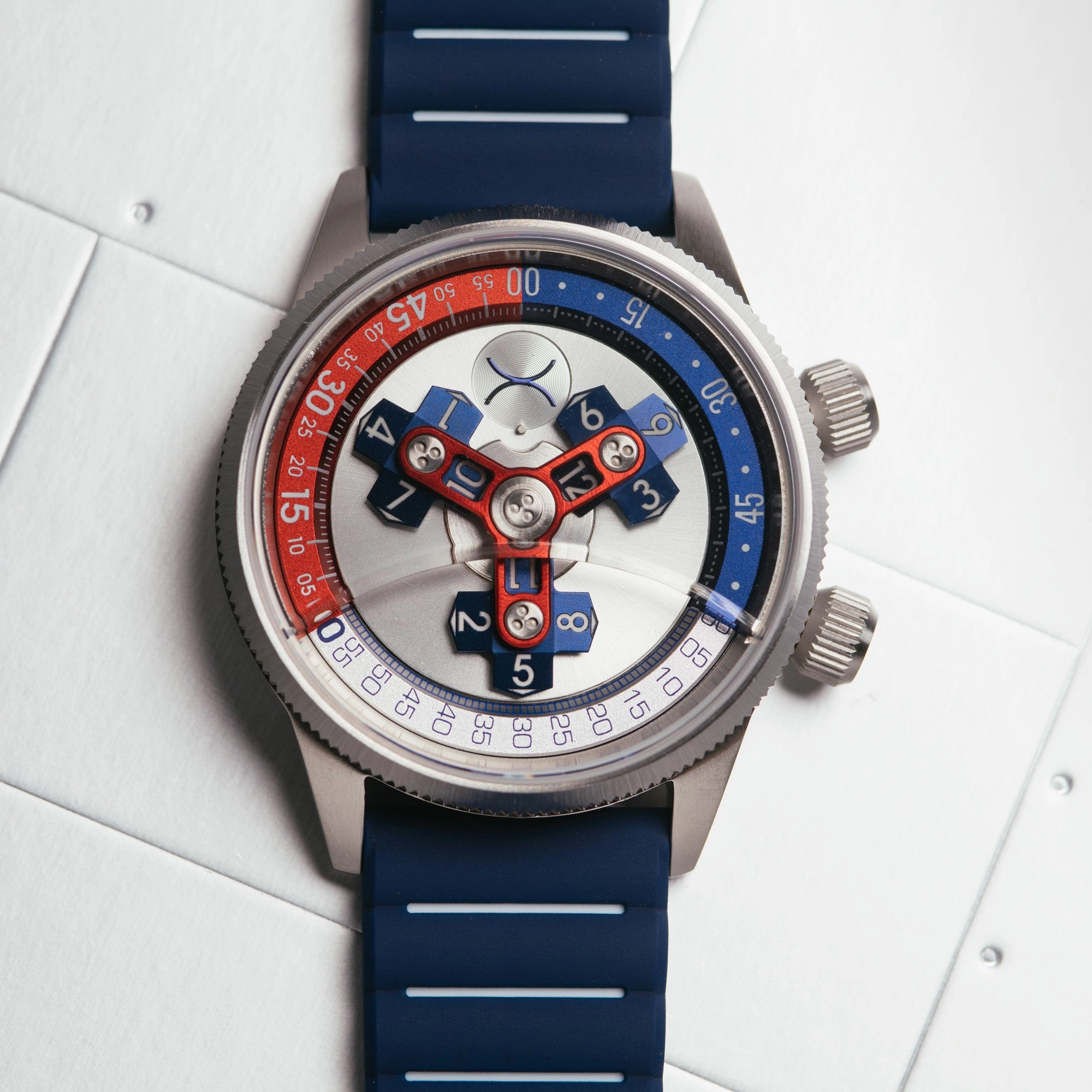Vendetta II Automatic Wandering Hour Navy Red