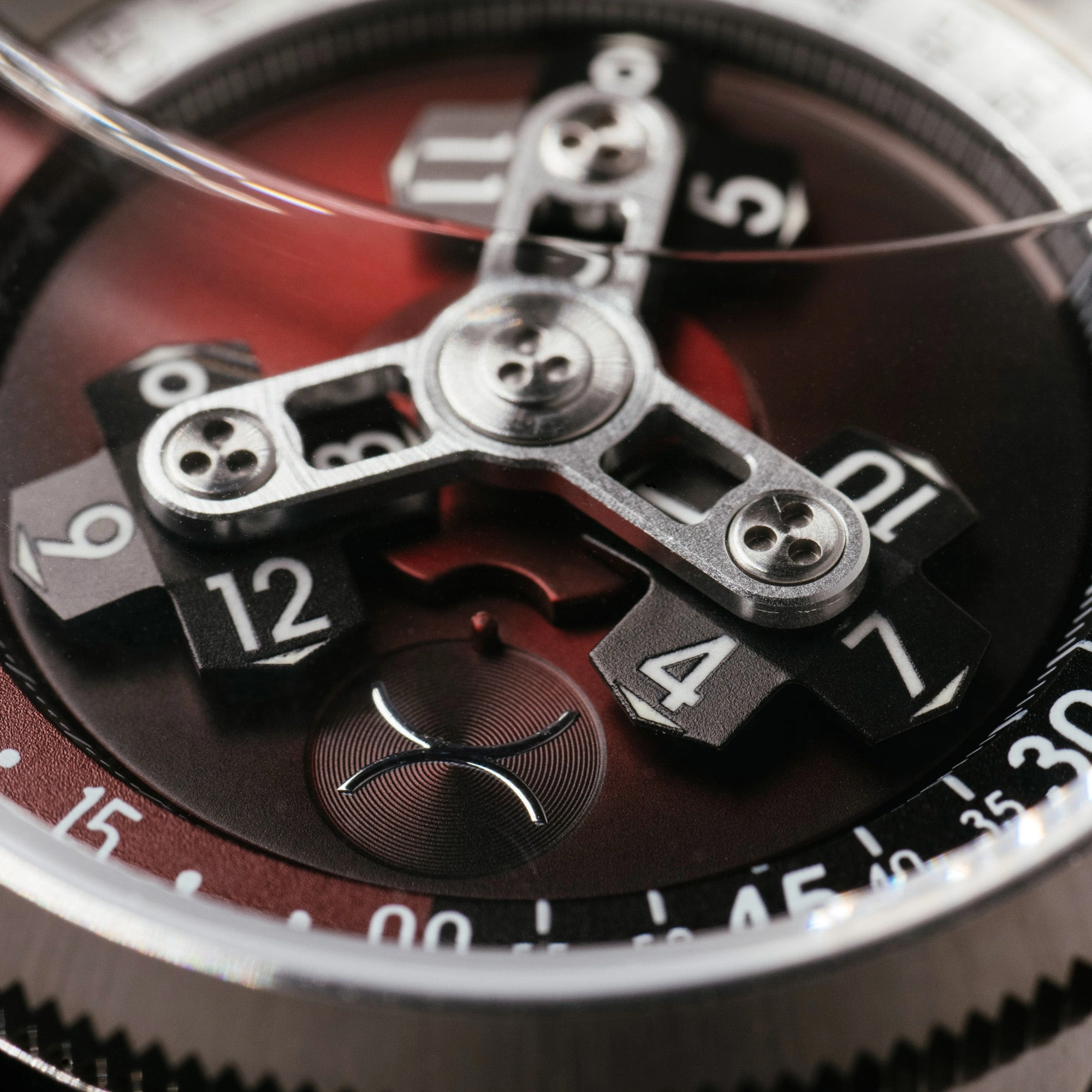 Vendetta II Automatic Wandering Hour Oxblood Black