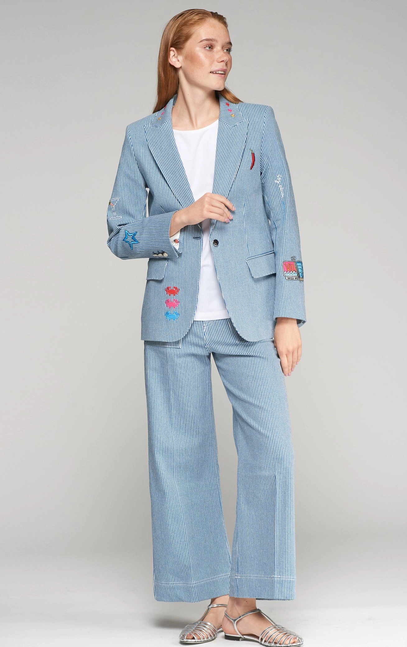 Vi32118 Striped Denim Pants