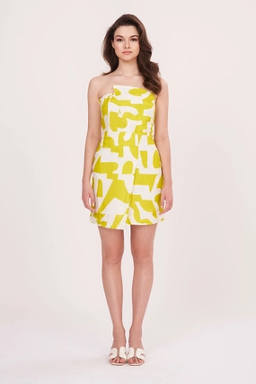 Yellow Printed Short Tube Dress